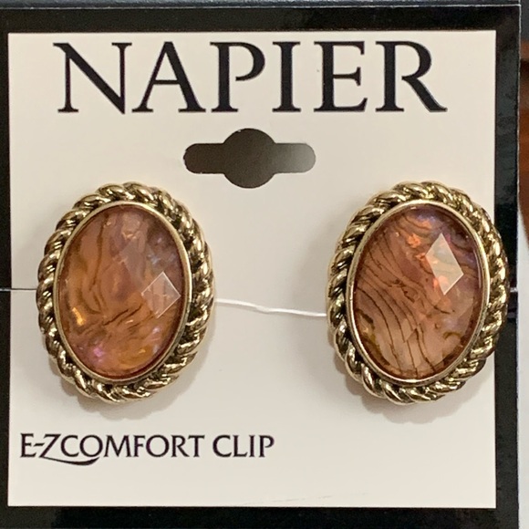 Napier Jewelry - NWT Napier gold tone orange stone clip on earrings